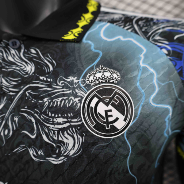 24-25 Real Madrid Dragon Black$Blue Special Edition Player Version Shirt - Image 7