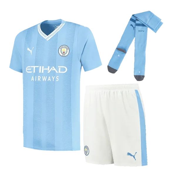 2023/24 Manchester City Home Whole Kit(Jersey+Shorts+Socks)