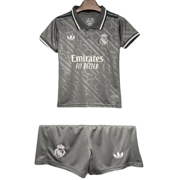 Real Madrid 24-25 Third Away Grey Kids Kits Jersey+Shorts - Image 2