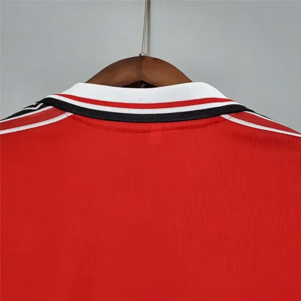 1998-00 Manchester United Beckham #7 Retro Jersey Home Long Sleeve - Image 6