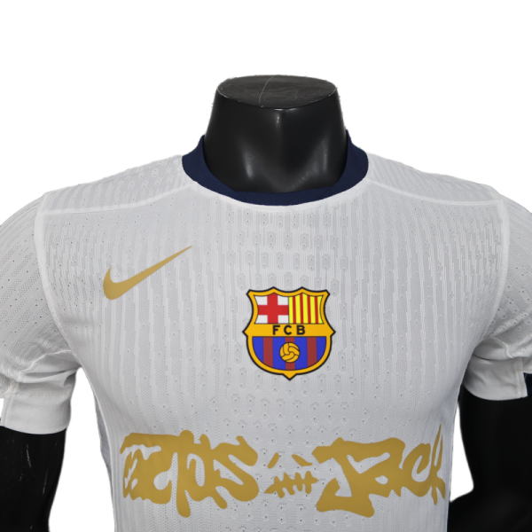 Barcelona X Travis Scott White Shirt Soccer Jersey 25-26 - Image 3