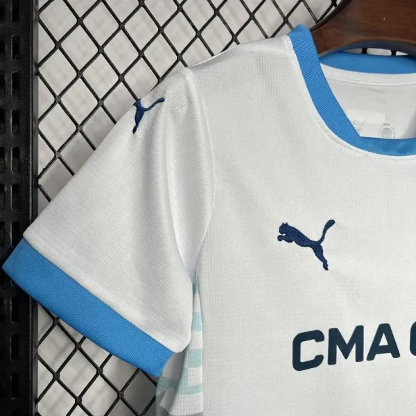 24-25 Marseilles Home Soccer Kids Kit Jersey+Shorts - Image 4