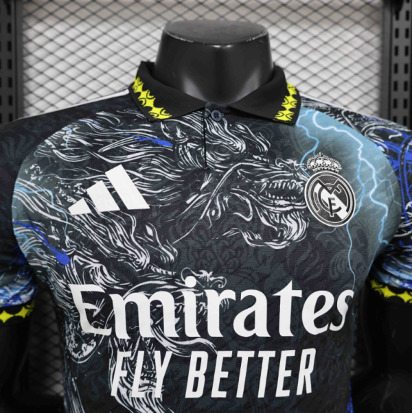 24-25 Real Madrid Dragon Black$Blue Special Edition Player Version Shirt - Image 5