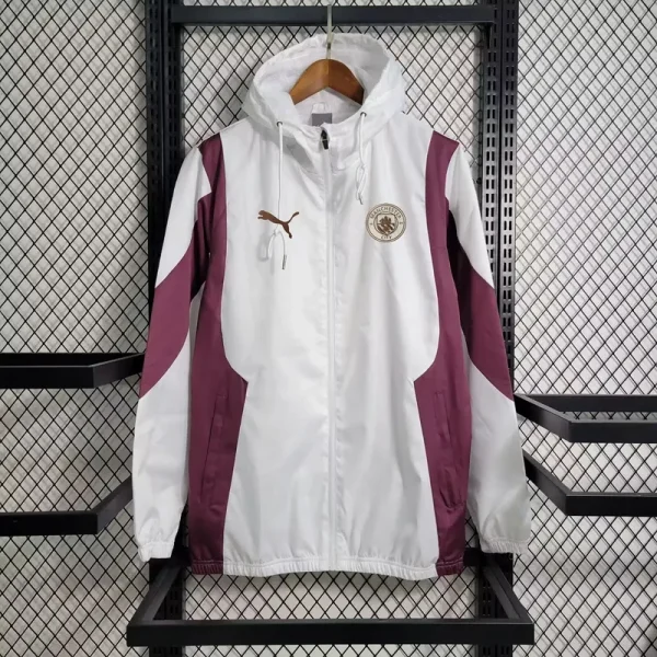 2024/2025 Manchester City Jersey Windbreaker White and Red - Image 3