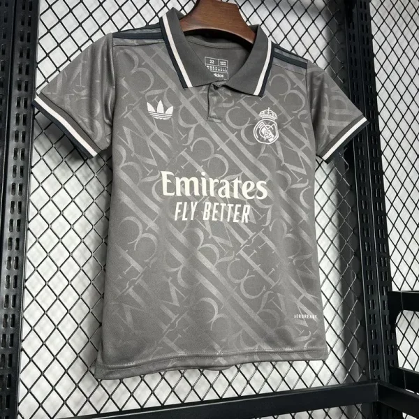 Real Madrid 24-25 Third Away Grey Kids Kits Jersey+Shorts - Image 4