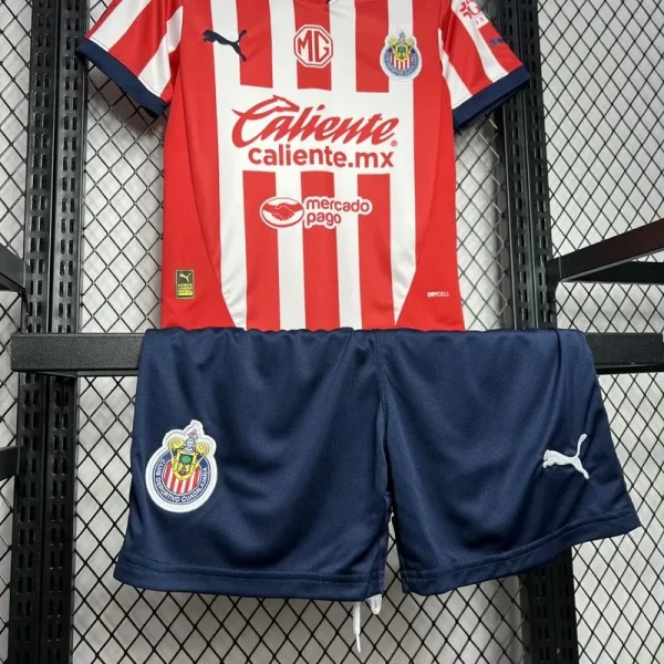 24-25 Chivas Home Soccer Kids kit Jersey+Shorts - Image 15