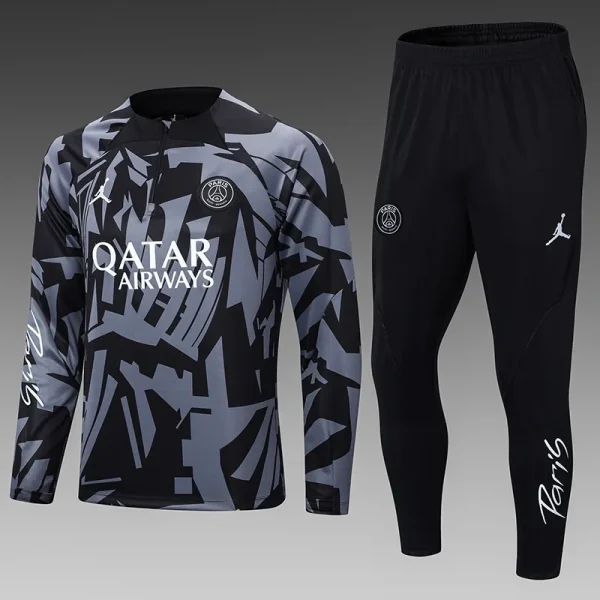 2024/2025 Paris Saint-Germain Half-Pull Training Suit Black Gray Football Shirt - Image 7