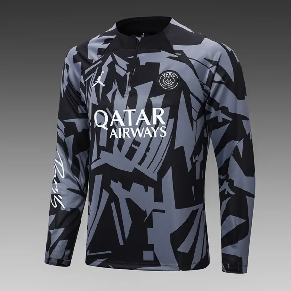 2024/2025 Paris Saint-Germain Half-Pull Training Suit Black Gray Football Shirt - Image 3