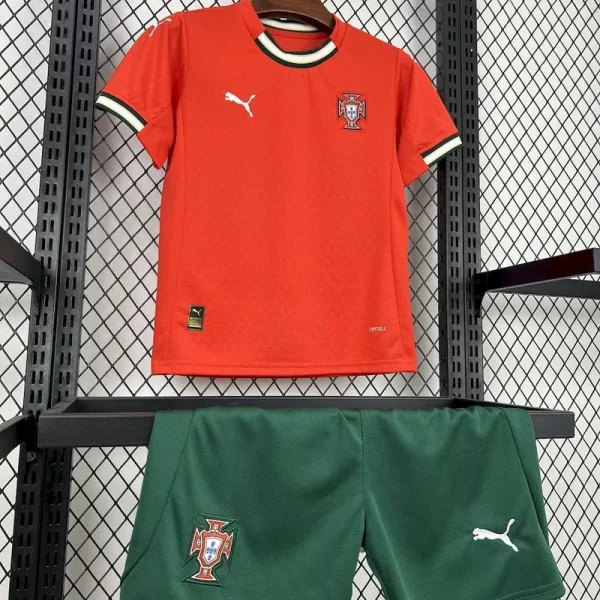 Kids Portugal Home Kits (Jersey+Shorts) 2025 - Image 7