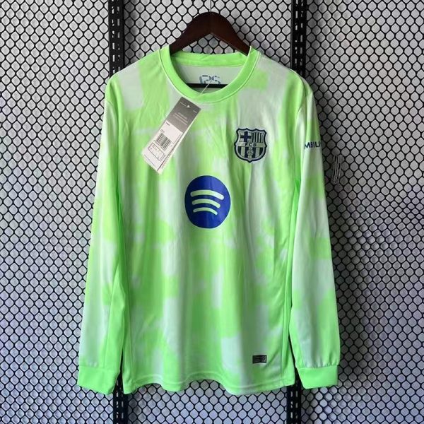 2024-25 Barcelona GAVI #6 LEWANDOWSKI #9 Long Sleeve Third Away Soccer Jersey Without Spofity Text - Image 3