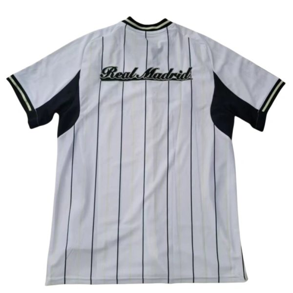 Real Madrid 2025-26 casual white striped short sleeved shirt - Image 3